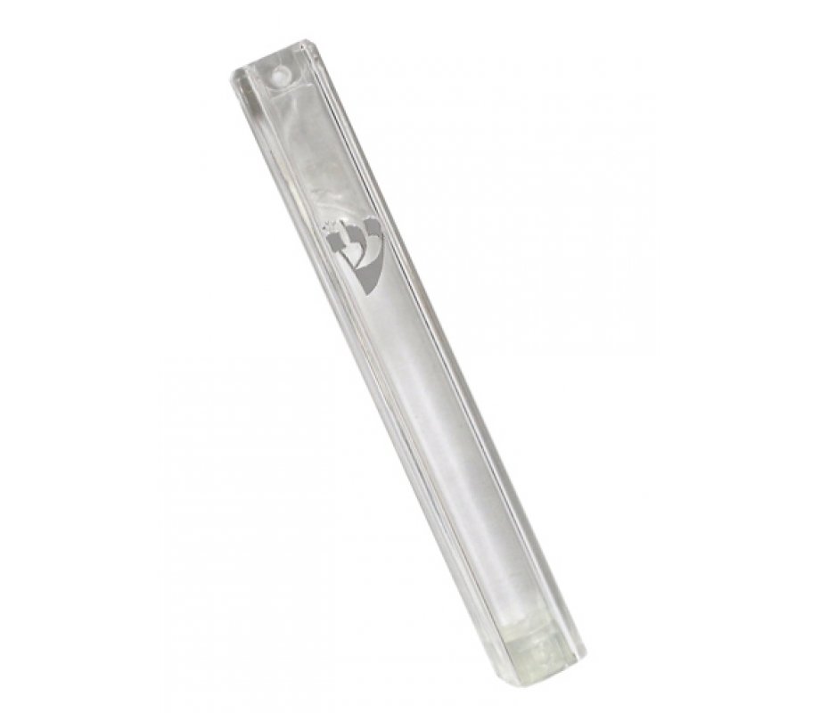 Clear Plastic Lucite Mezuzah Case Waterproof with rubber plug Silver