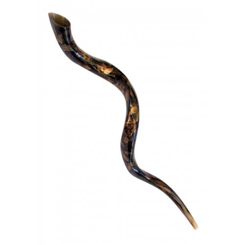 Collectors Hand Painted Yemenite Shofar - Gold Grapevine