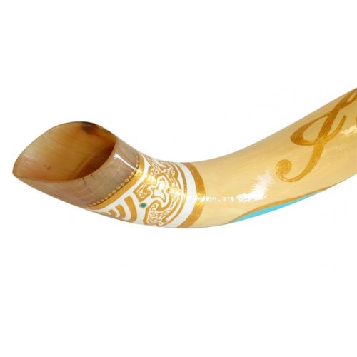 Collectors Hand Painted Yemenite Shofar - Jerusalem