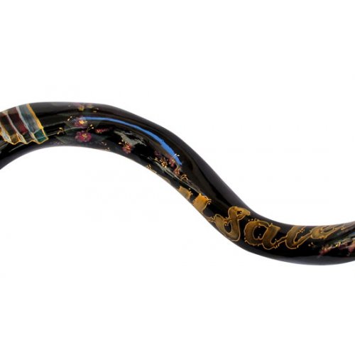 Collectors Hand Painted Yemenite Shofar - Menorah