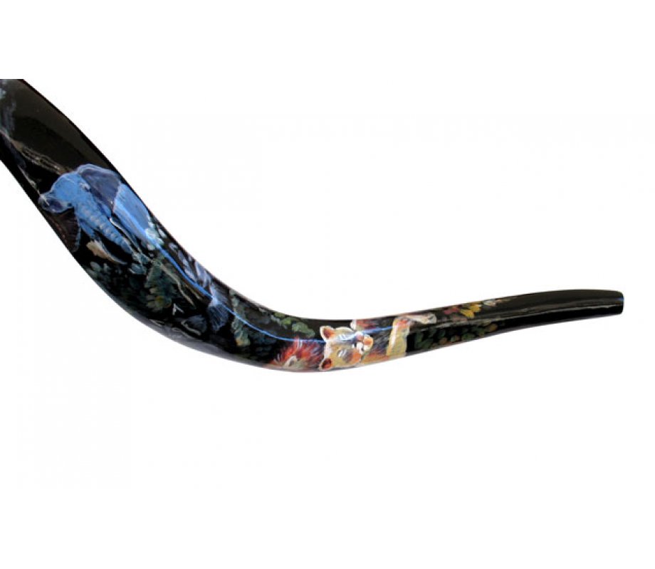 Collectors Hand Painted Yemenite Shofar - Noah's Ark