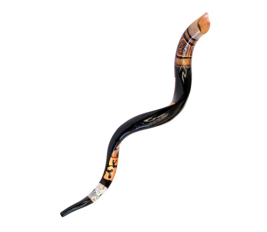 Collectors Hand Painted Yemenite Shofar - Temple in Jerusalem