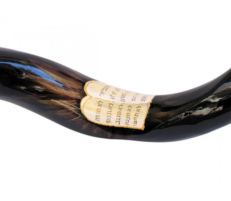 Collectors Hand Painted Yemenite Shofar - Ten Commandments