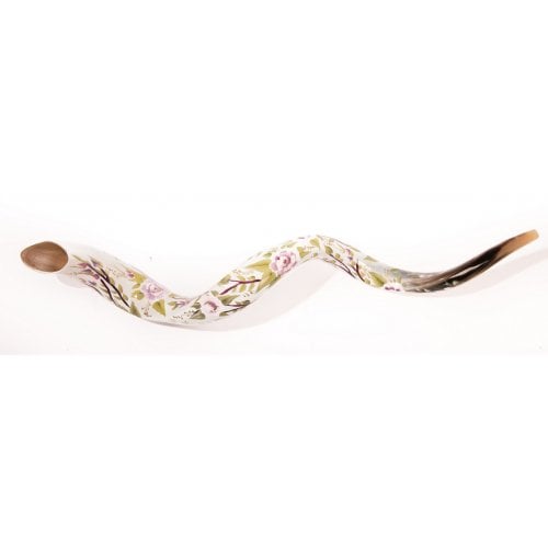 Collectors Hand Painted Yemenite Shofar -Spring Flower