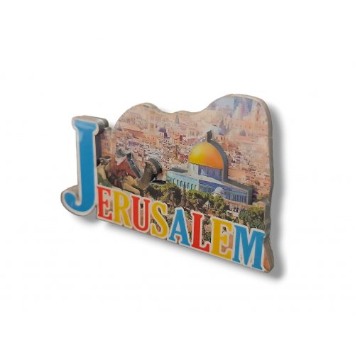 Colorful Cut Out Magnet, Wood and Epoxy - Dome of the Rock & Jerusalem Images