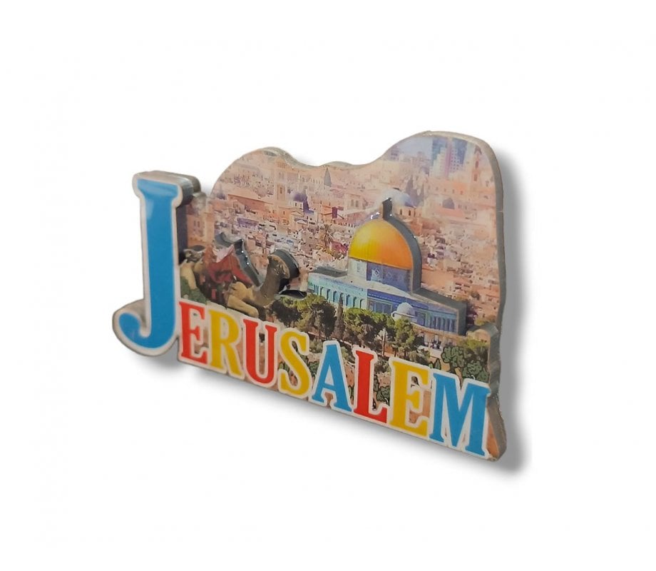 Colorful Cut Out Magnet, Wood and Epoxy - Dome of the Rock & Jerusalem Images