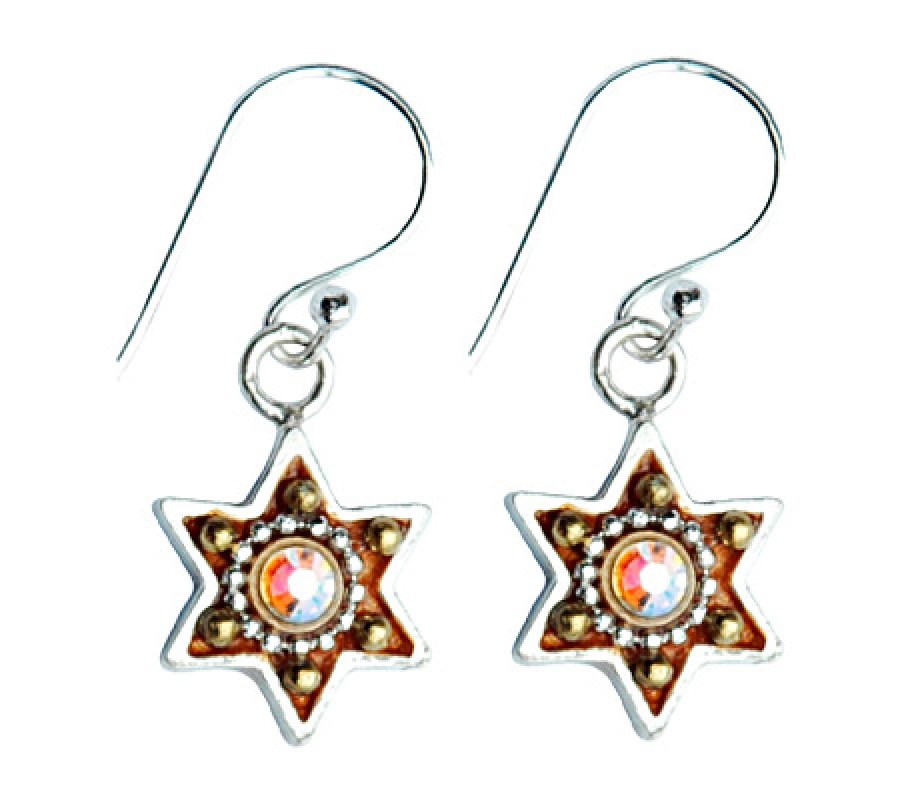 Colorful Silver Star of David Earrings by Ester Shahaf