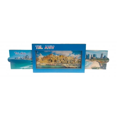 Colorful Wood Magnet with Pull-Out Sides - Tell Aviv Sea Front and Beaches