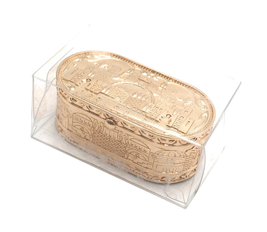 Compact Travel Candlesticks in Box, Gold Color – Jerusalem Design