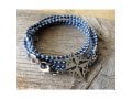 Compass Design Blue-White Rope Wrap Bracelet for Men