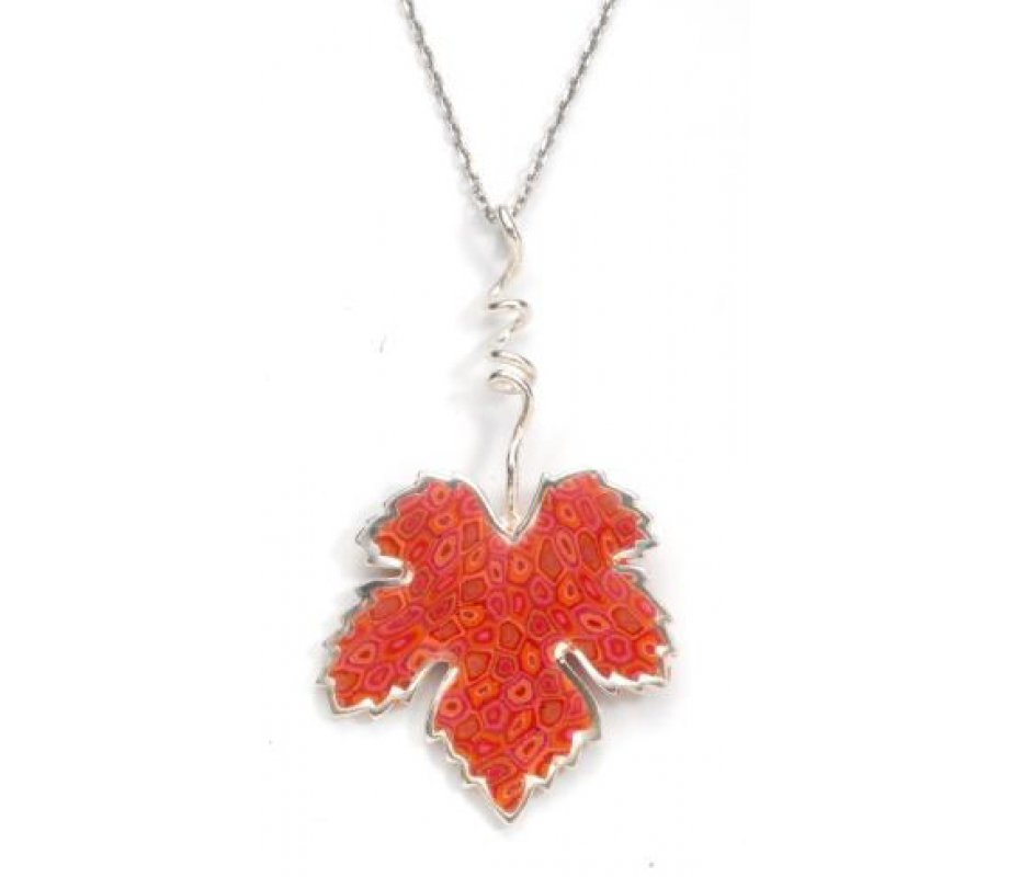 Coral Grape Leaf Necklace - SALE PRICE - 1 LEFT IN STOCK !