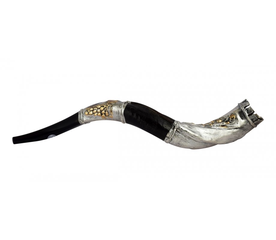 Crown Cut Silver Yemenite Shofar - Jerusalem