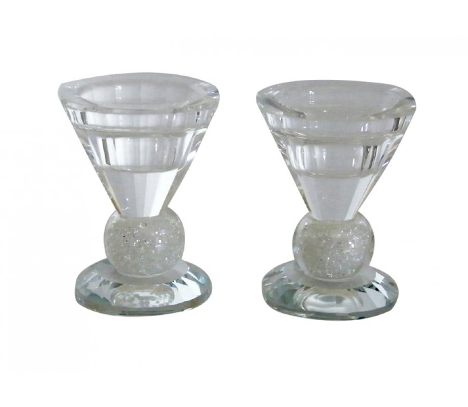 Crushed Glass Crystal Candlesticks