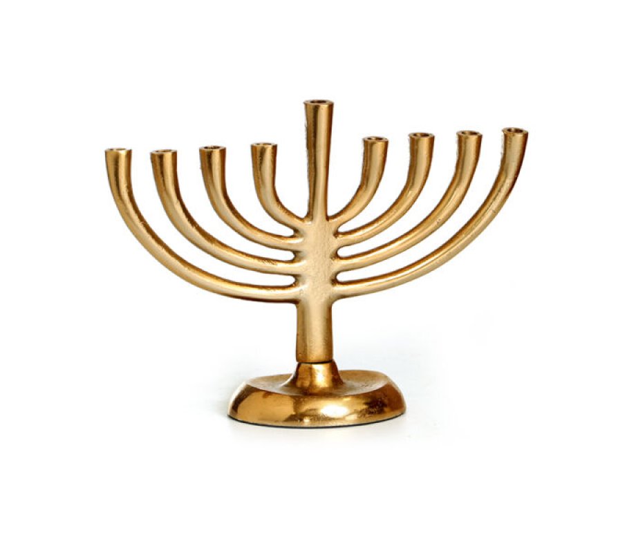 Curved Branch Aluminum Chanukah Menorah, Gold - 7.4