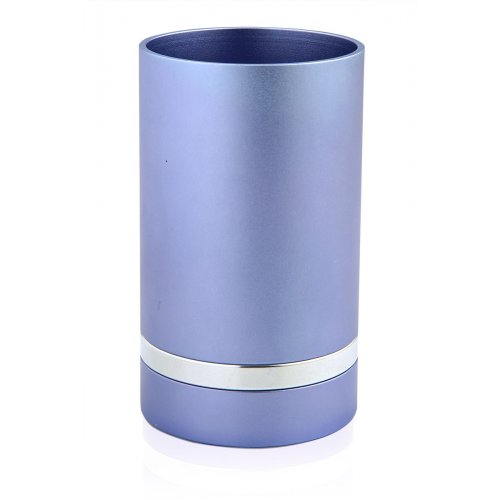 Dabbah Judaica Anodized Aluminum Silver Line Kiddush Cup - Light Blue
