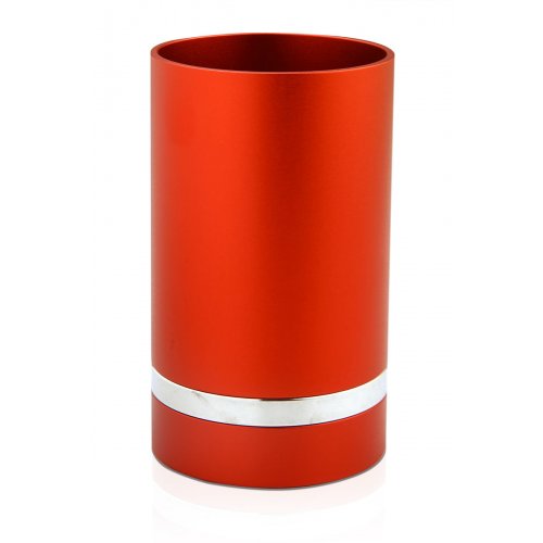 Dabbah Judaica Anodized Aluminum Silver Line Kiddush Cup - Red