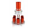 Dabbah Judaica Anodized Aluminum Wine Fountain Silver Line 6 Cups - Red