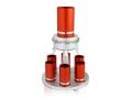 Dabbah Judaica Anodized Aluminum Wine Fountain Silver Line 6 Cups - Red