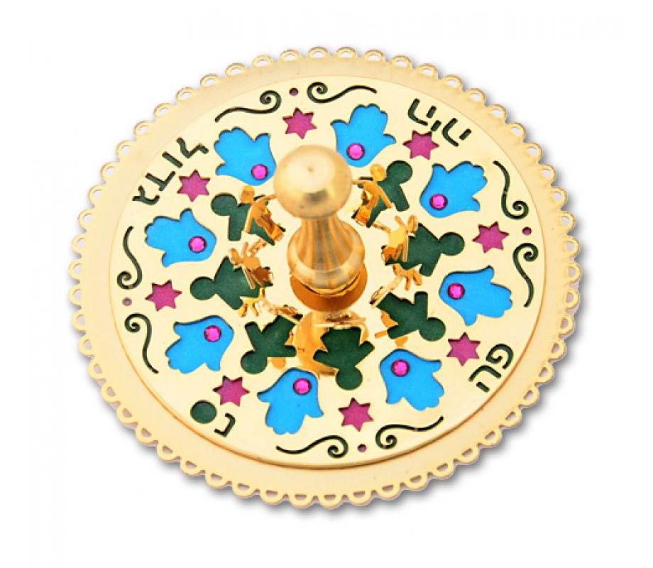 Dancing Children Hamsa Dreidel by Ester Shahaf