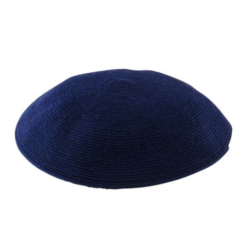 Dark Blue DMC knitted Kippah