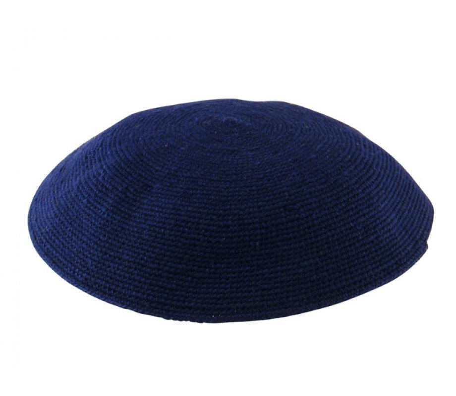 Dark Blue DMC knitted Kippah