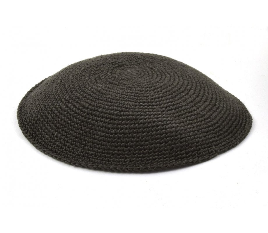 Dark Wood Color Hand Knitted Cotton Kippah Premium Quality DMC