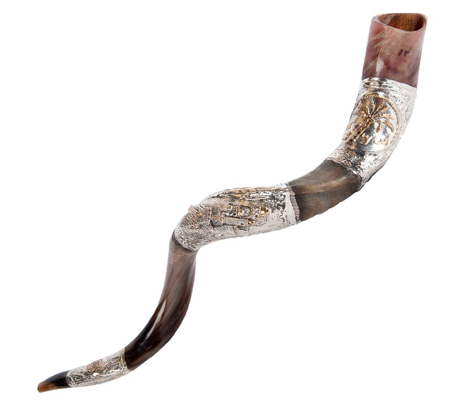 Date Palm Coin and Jerusalem Sterling Silver Yemenite Shofar