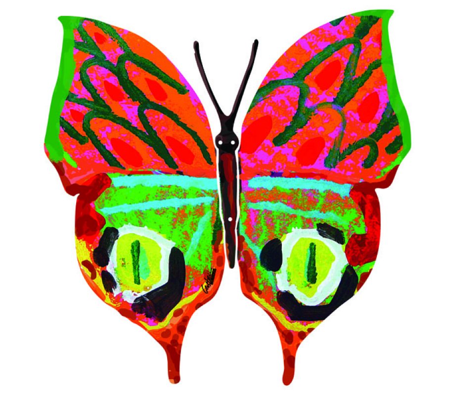 David Gerstein Double Sided Steel Wall Sculpture - Merav Butterfly