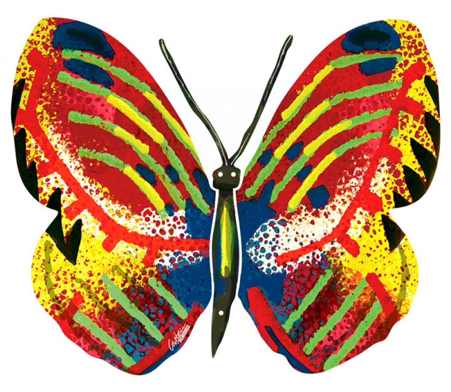 David Gerstein Double Sided Steel Wall Sculpture - Tsiona Butterfly