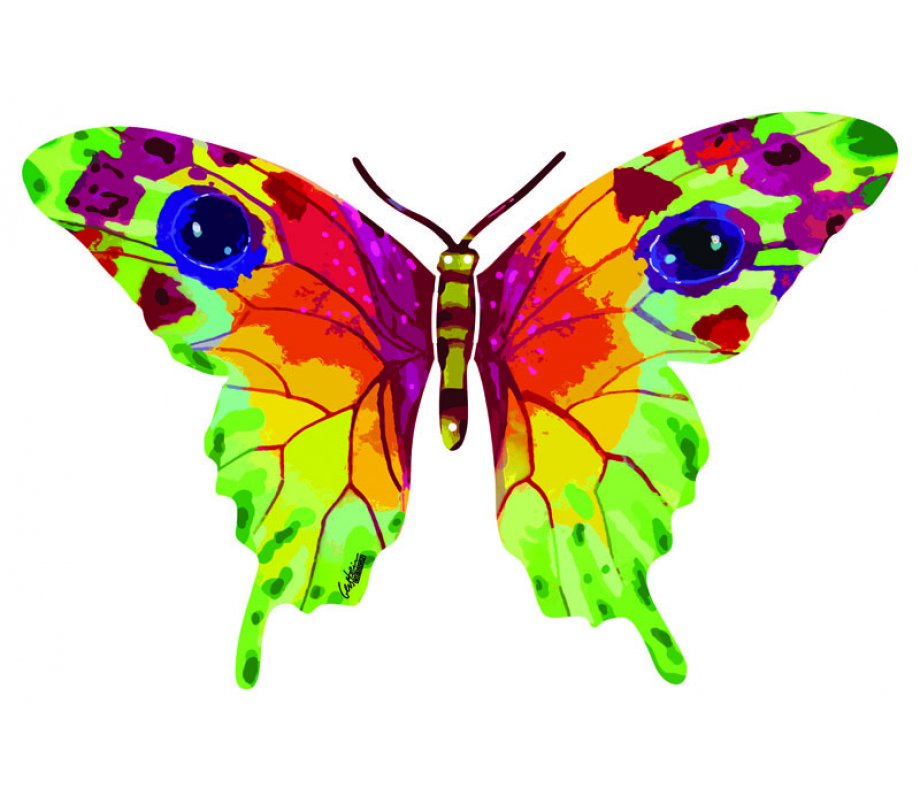 David Gerstein Double Sided Steel Wall Sculpture - Vered Butterfly