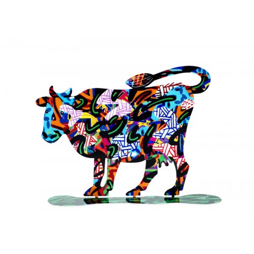 David Gerstein Free Standing Double Sided Steel Sculpture - Shalva Cow