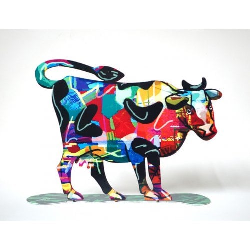 David Gerstein Free Standing Double Sided Steel Sculpture - Shalva Cow