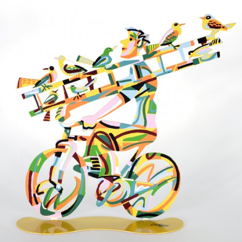 David Gerstein Free Standing Double Sided Bicycle Sculpture - Ladder Man