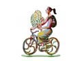 David Gerstein Free Standing Double Sided Bicycle Sculpture - Rider with Flowers