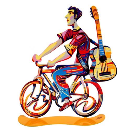 David Gerstein Free Standing Double Sided Bicycle Sculpture - Troubadour Rider