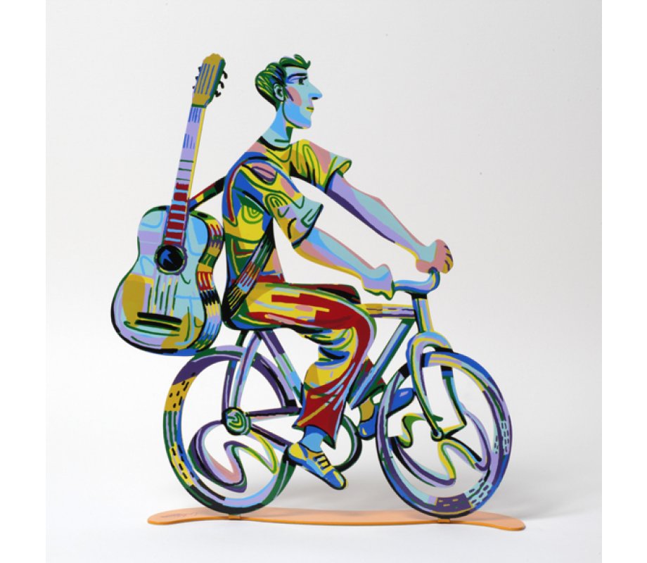 David Gerstein Free Standing Double Sided Bicycle Sculpture - Troubadour Rider