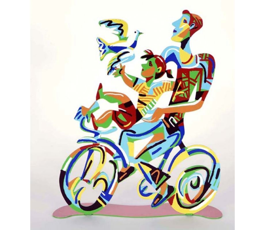 David Gerstein Free Standing Double Sided Bicycle Sculpture - Weekend Ride