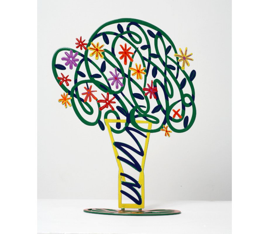 David Gerstein Free Standing Double Sided Flower Sculpture - Green Bouquet