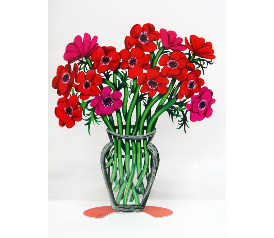 David Gerstein Free Standing Double Sided Flower Vase Sculpture - Poppies Large