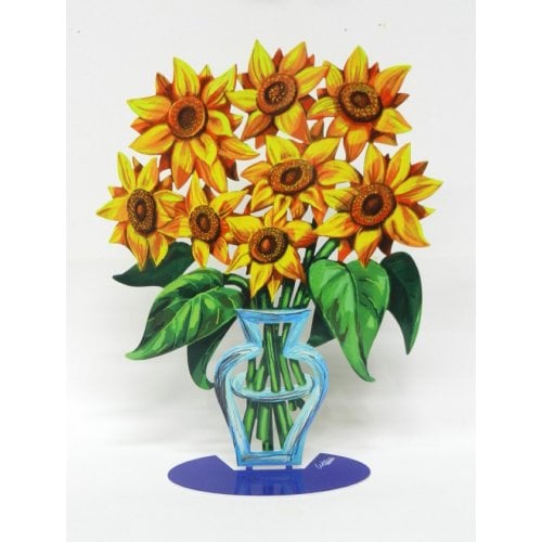 David Gerstein Free Standing Double Sided Flower Vase Sculpture - Sunflower