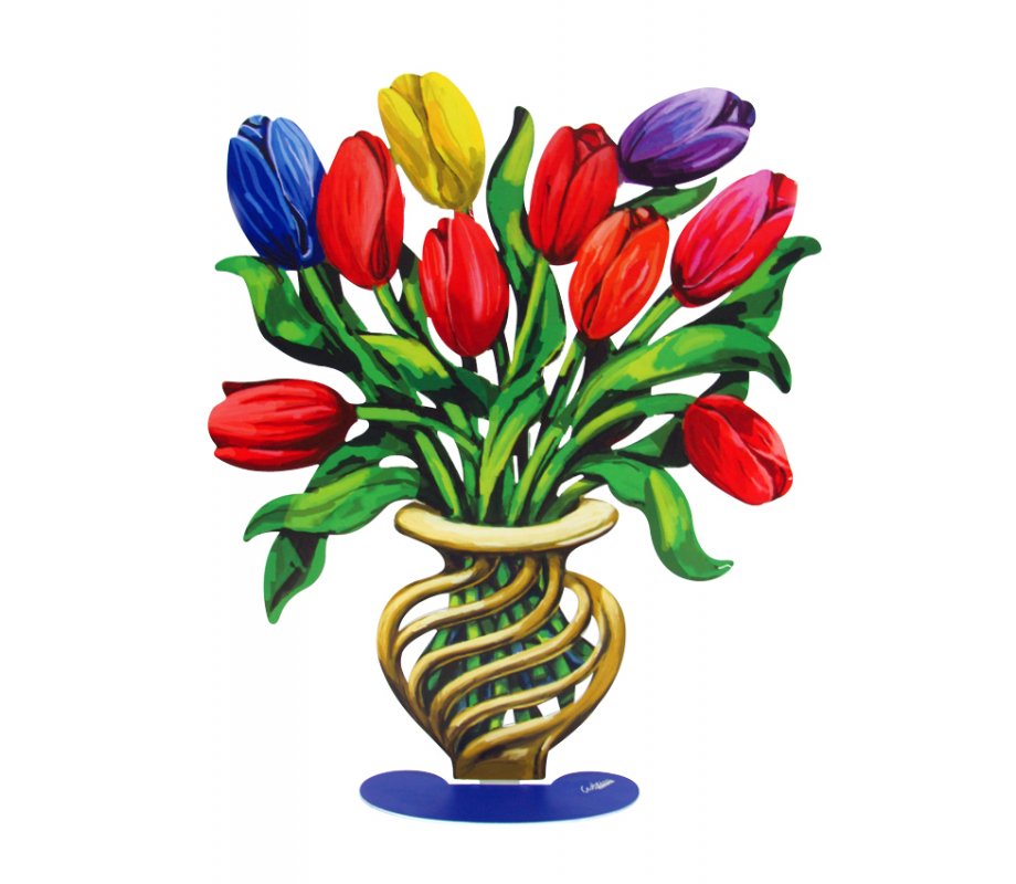 David Gerstein Free Standing Double Sided Flower Vase Sculpture - Tulips Large