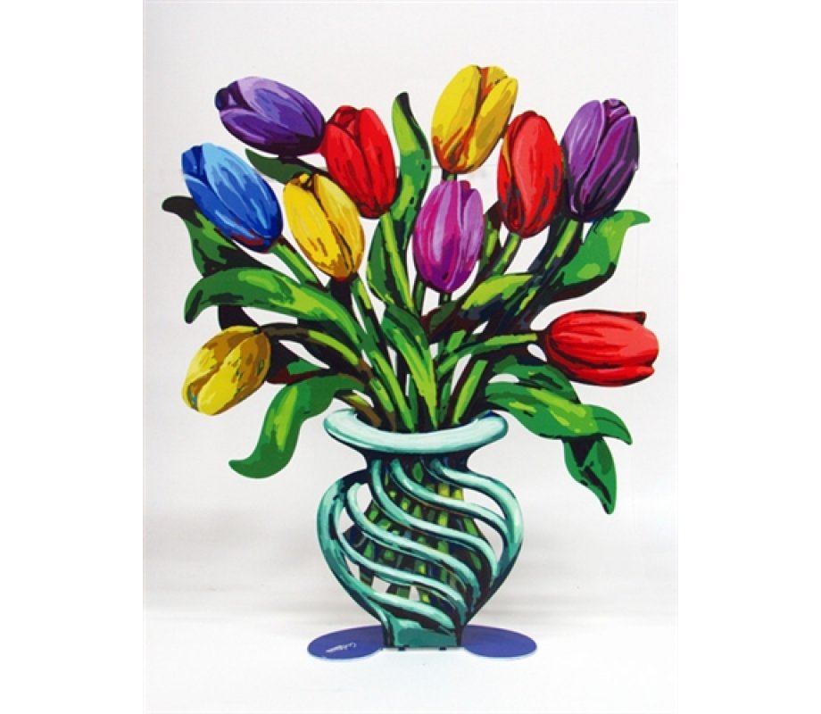 David Gerstein Free Standing Double Sided Flower Vase Sculpture - Tulips Large