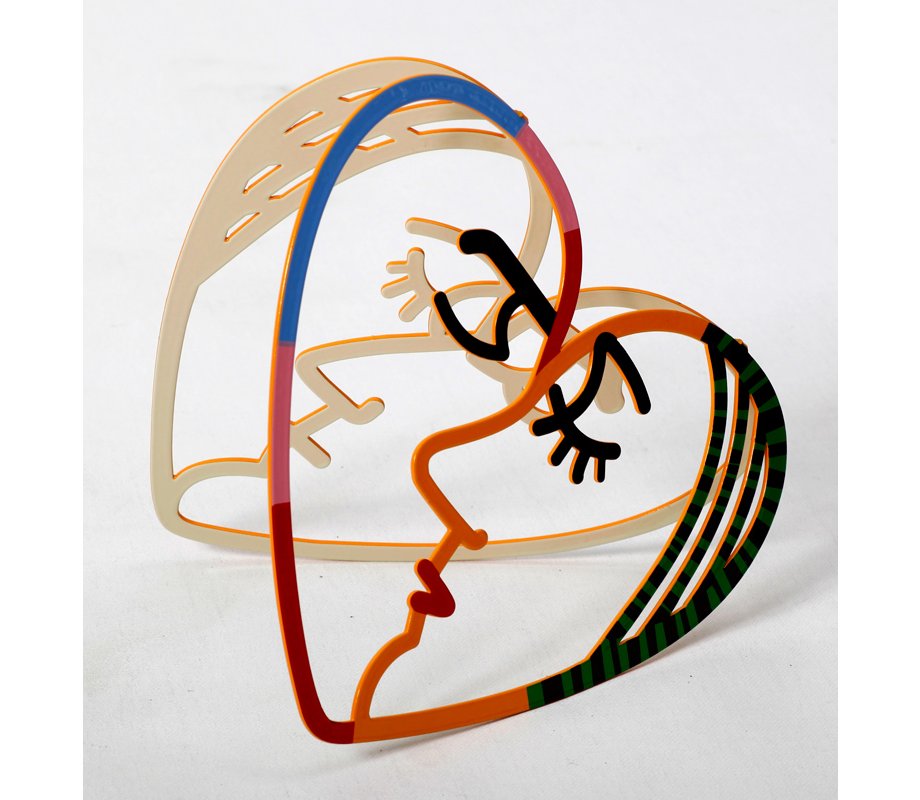 David Gerstein Free Standing Double Sided Heart Sculpture - Face to Face
