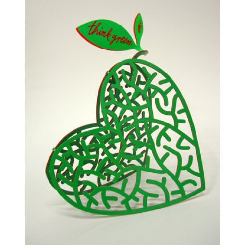 David Gerstein Free Standing Double Sided Heart Sculpture - Think Green