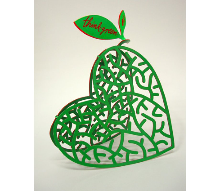David Gerstein Free Standing Double Sided Heart Sculpture - Think Green