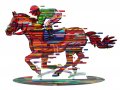 David Gerstein Free Standing Double Sided Horse and Rider Sculpture - Jockey