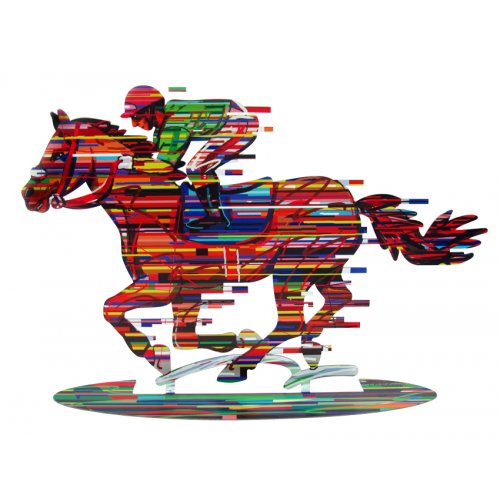 David Gerstein Free Standing Double Sided Horse and Rider Sculpture - Jockey