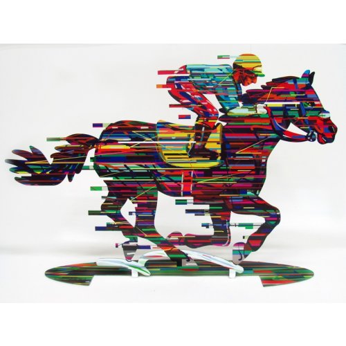 David Gerstein Free Standing Double Sided Horse and Rider Sculpture - Jockey