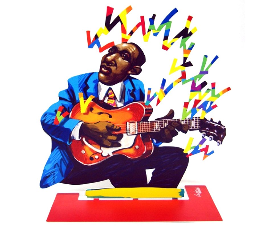 David Gerstein Free Standing Double Sided Music Sculpture - Guitar Player