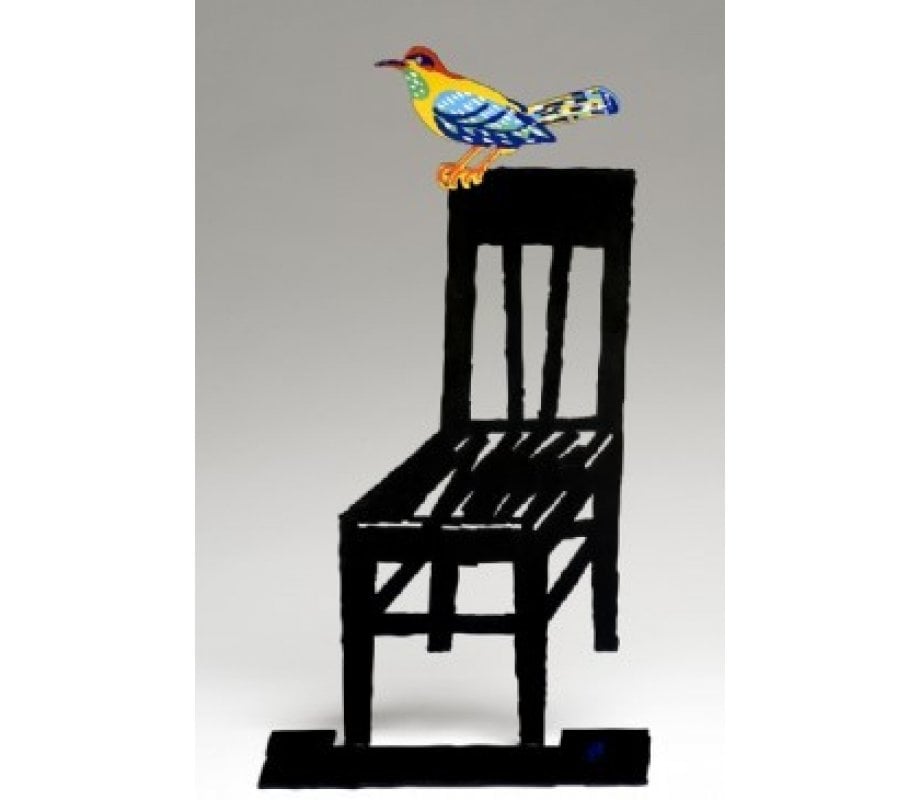 David Gerstein Free Standing Double Sided Sculpture - Bird Perched on Chair